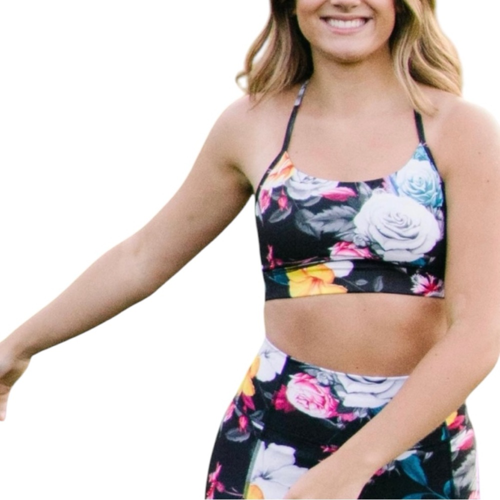 Zyia *runs small* Active Dark Floral Mesh Sporta Bra NWT size XXXL fits like XL